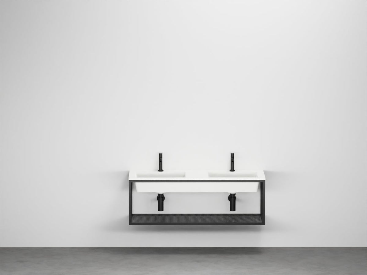 # LAVABO DOPPIO SOSPESO ERA con STRUTTURA 120Cm - CIELO in ceramica perfetta per bagni contemporanei condivisi o spazi ampi