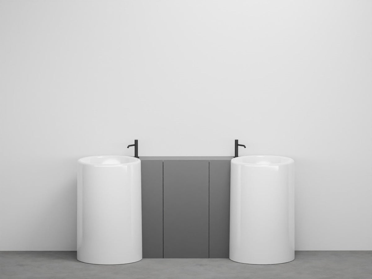 # LAVABO FREESTANDING CON MOBILE A TERRA CENTRALE ITACA - CIELO Scarico a parete