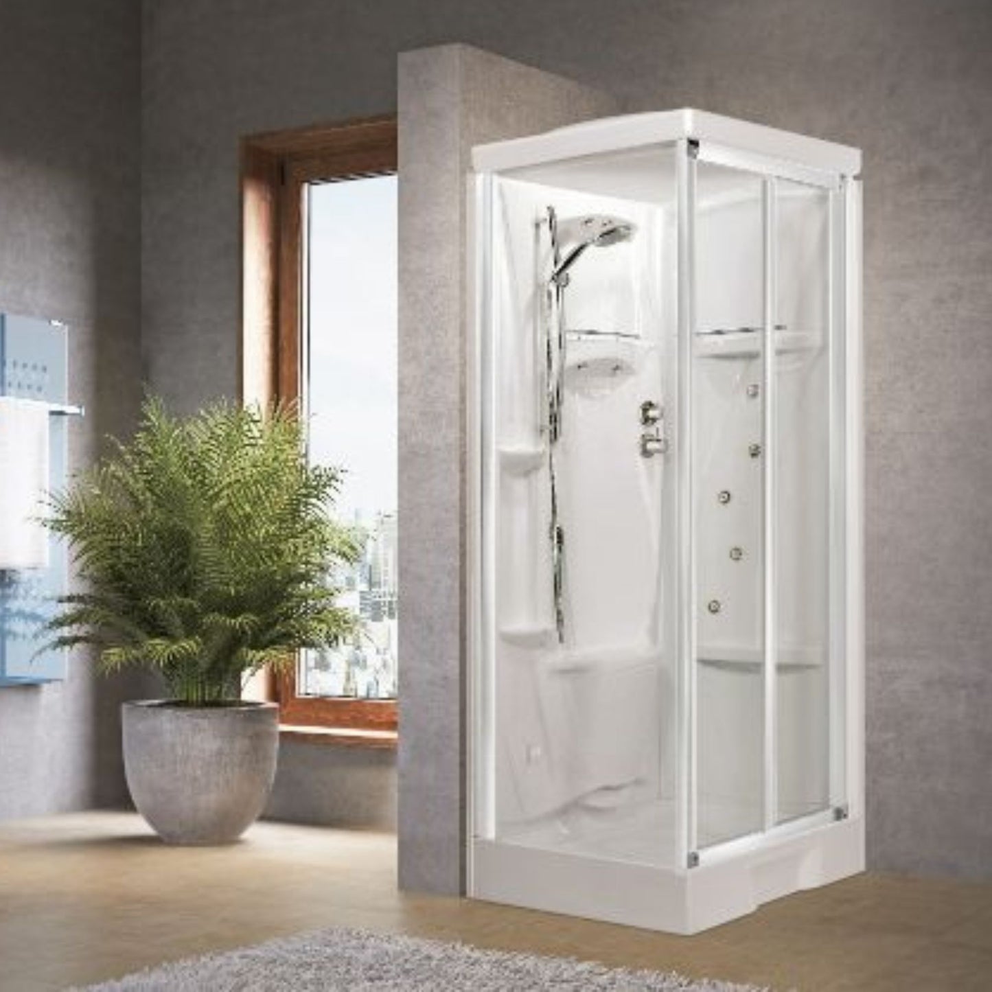 # CABINA DOCCIA MULTIFUNZIONE NEW HOLIDAY 2P120X80 - NOVELLINI apertura 1 anta scorrevole e 1 fissa con 1 pannello fisso laterale