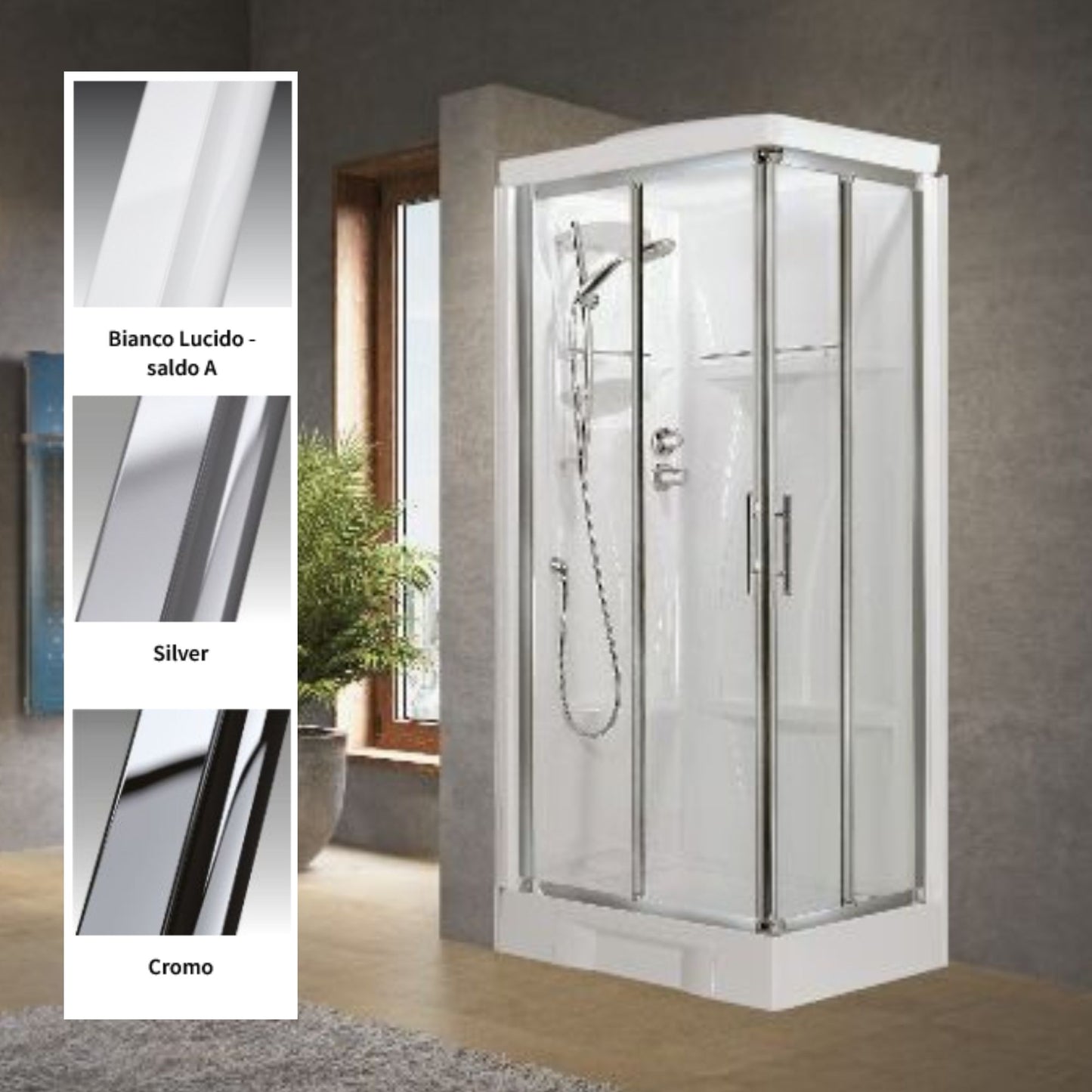 # CABINA DOCCIA MULTIFUNZIONE NEW HOLIDAY A90 - NOVELLINI apertura 2 ante scorrevoli e 2 fisse