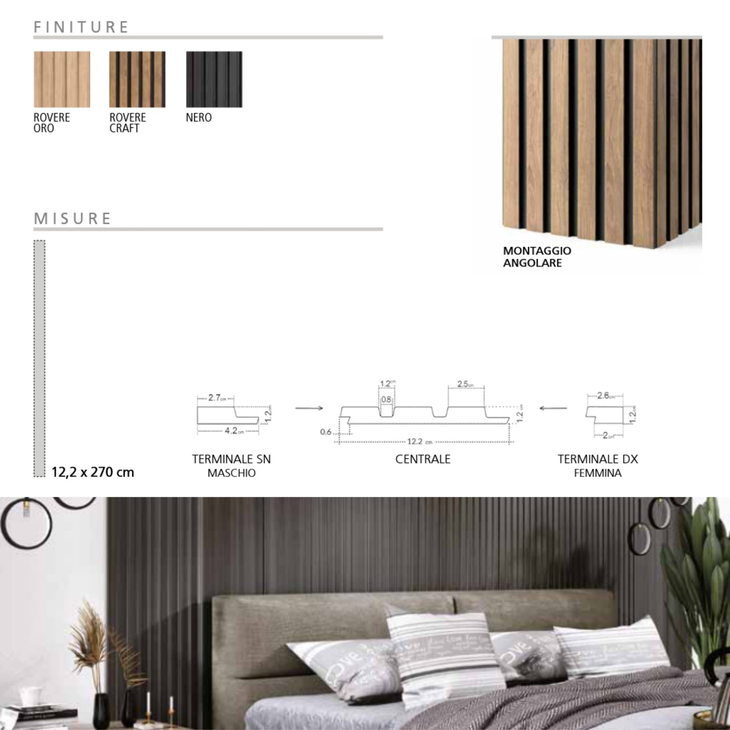 Pannelli Parete OLMO Linea IDRO WALLL. Rivestimenti Decorativi Impermeabili, leggeri, facili da installare boiserie per ambienti interni