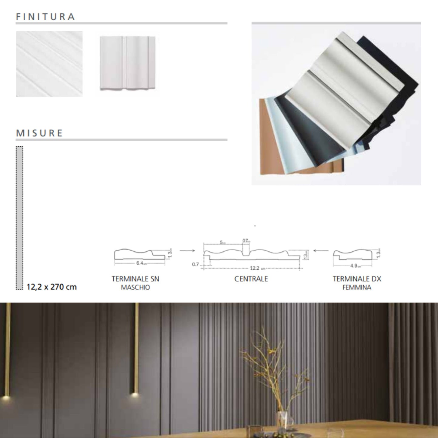 Pannello Lamellare VERSAL INFINITY Linea IDRO WALLL. Impermeabile per rivestire pareti casa