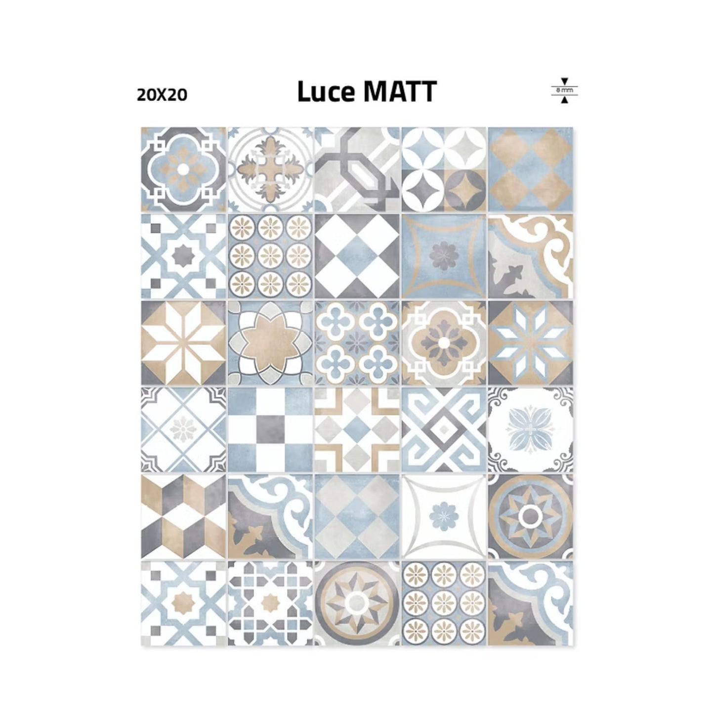 Piastrella LUCE MATT 20x20mm - IDEA CERAMICA Gres porcellanato opaco e moderno, ideale per rivestimenti creativi in ambienti dallo stile minimal