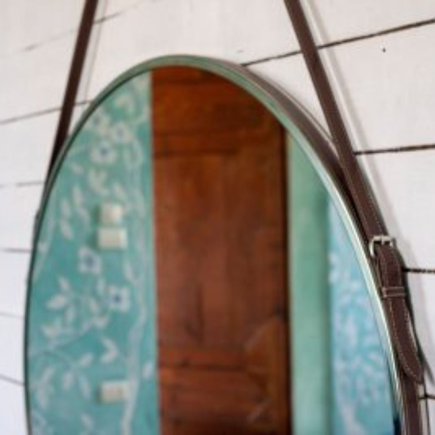 SPECCHIO BELT CORNICE in ALLUMINIO CROMATO Ø60cm o Ø105cm- CIPÍ specchio elegante con cintura in Ecopelle