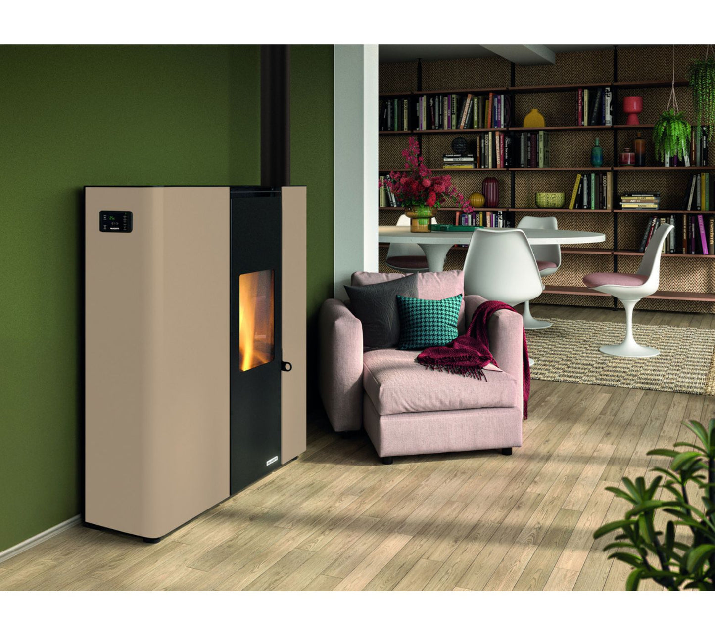 STUFA A PELLET ECOFIRE SCARLET TC US 6 Aria Ventilata 6kW A+ PALAZZETTI Stufa progettata per installazione a filo parete, ideale per ambienti ristretti
