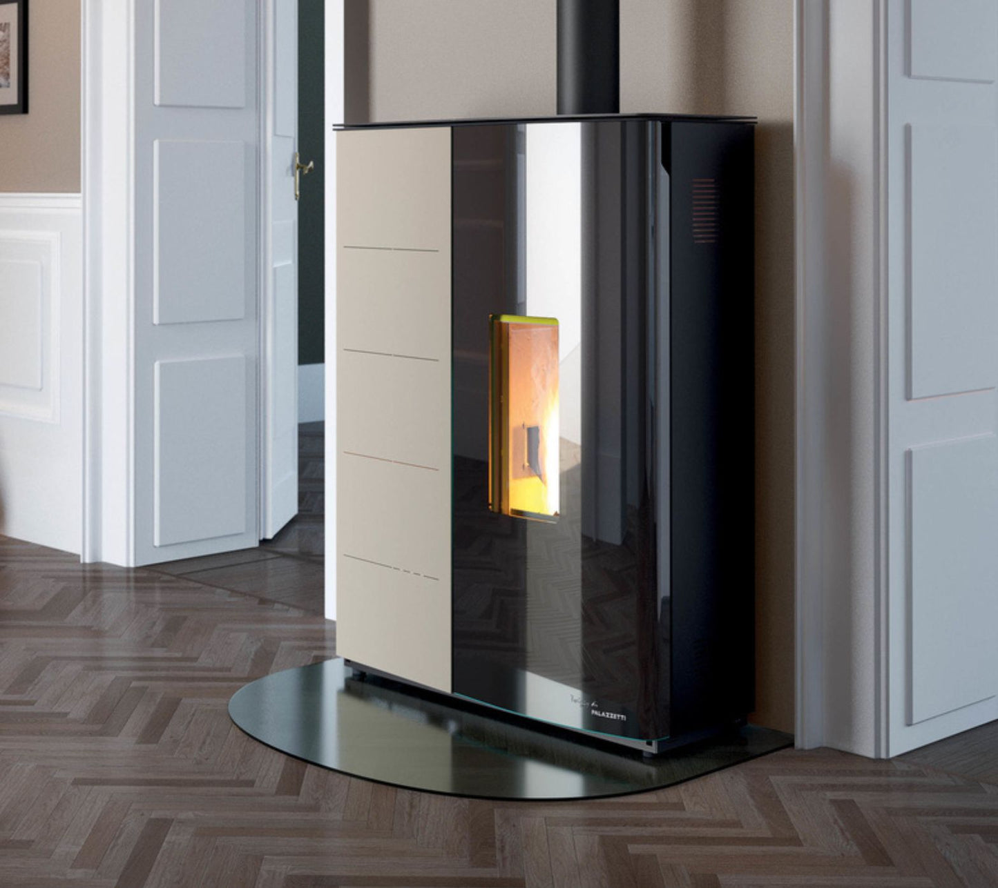 STUFA A PELLET ECOFIRE TWIGGY 10 Aria Canalizzabile 10kW A+ PALAZZETTI aria salvaspazio ermetica con uscita fumi superiore coassiale e ventilazione Zero Speed Fan