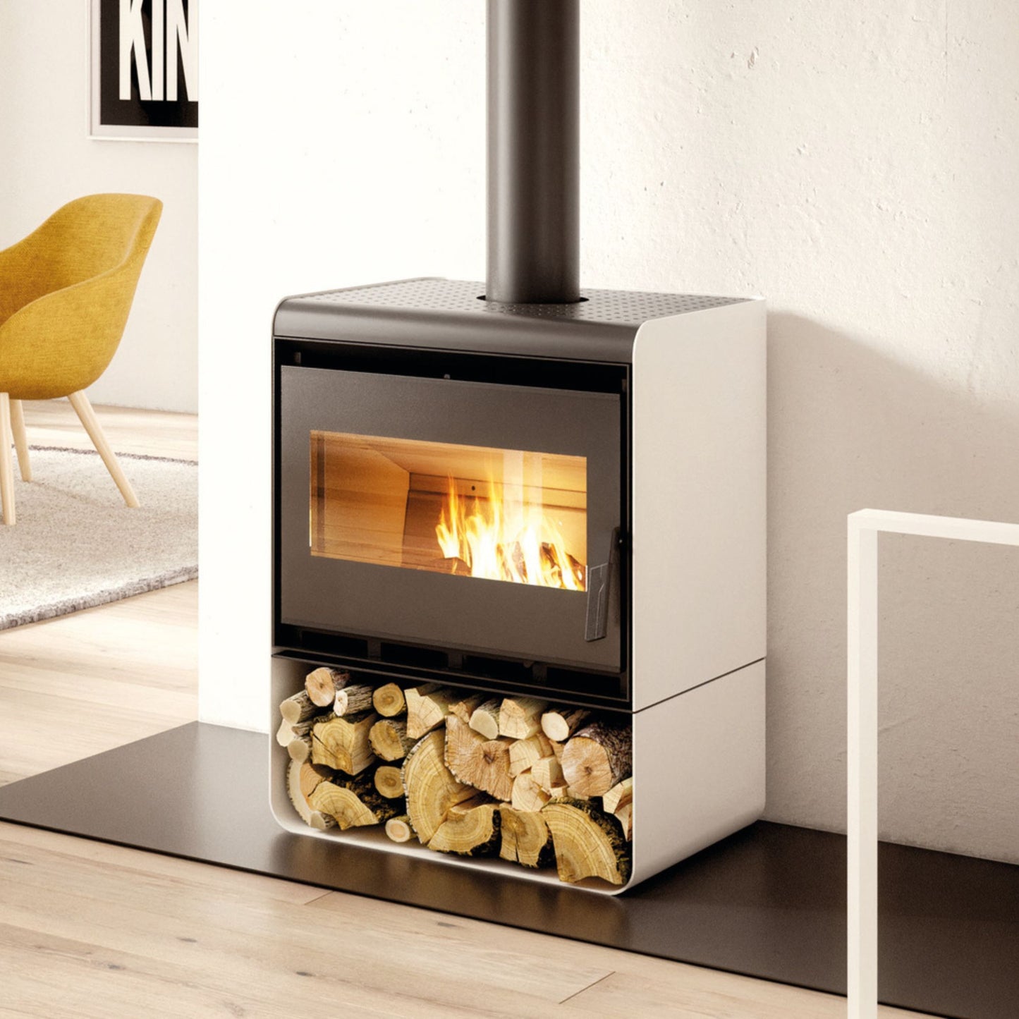 STUFA A LEGNA ASIA 80 Aria irraggiamento 12kW A+ PALAZZETTI design moderno riscaldamento per irraggiamento e convezione naturale