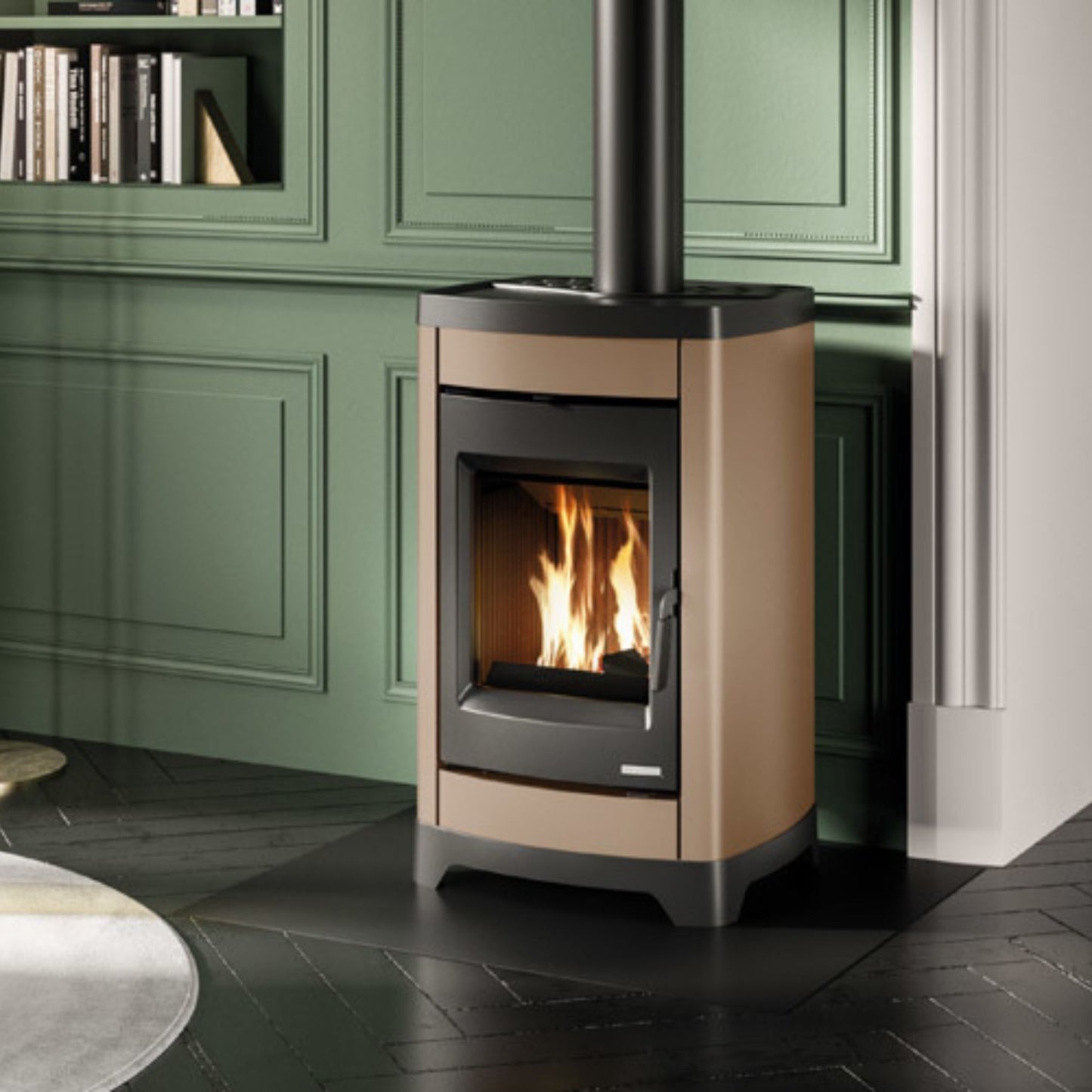 STUFA A LEGNA CHARLOTTE Aria irraggiamento 10kW A+ PALAZZETTI in acciaio verniciato e ghisa con riscaldamento per irraggiamento e controllo aria indipendente