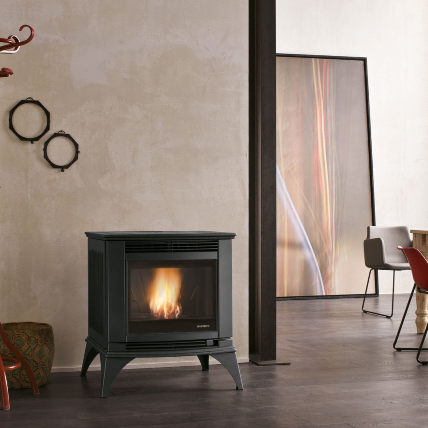 STUFA A PELLET Ecofire CESARE II Aria ventilata 9kW PALAZZETTI con struttura in ghisa, vetro ceramico autopulente e tecnologia Zero Speed Fan