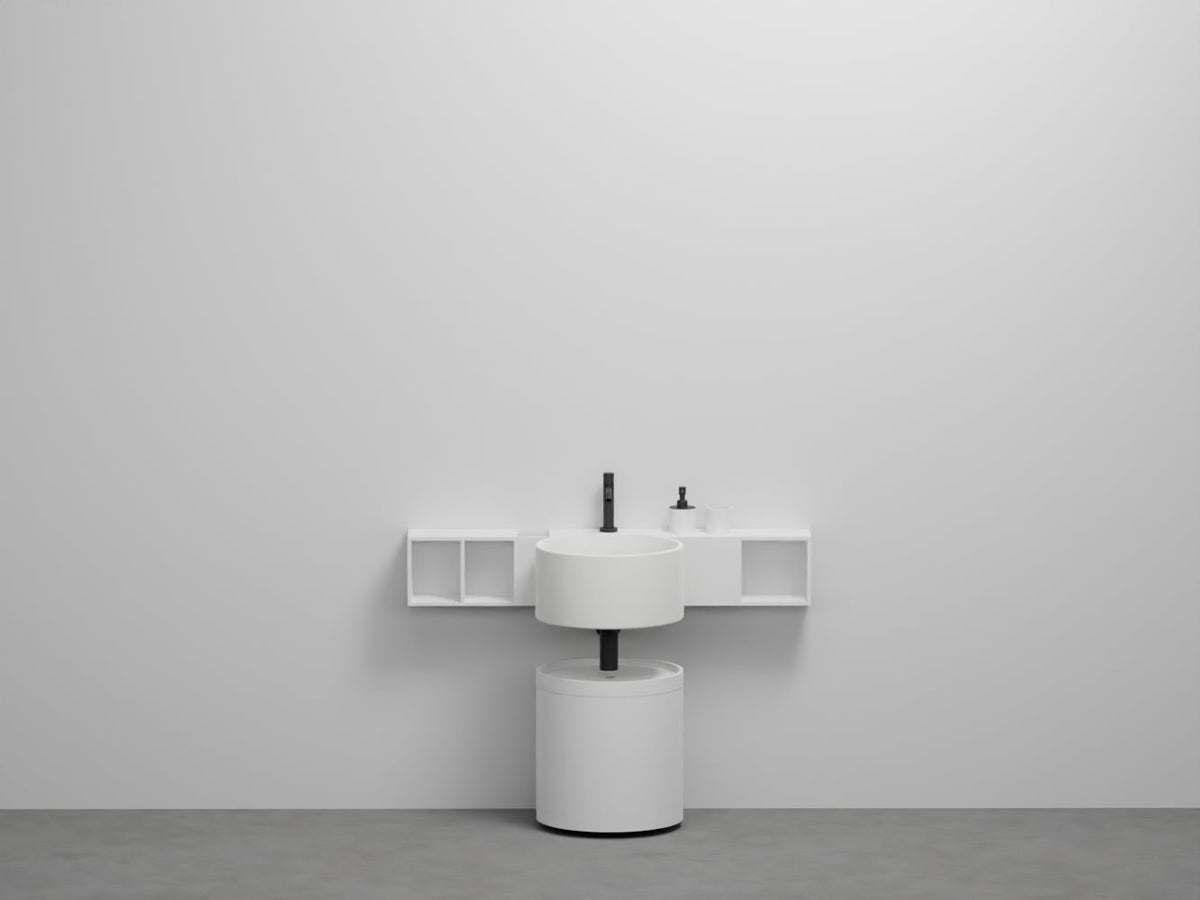 # LAVABO SELLA con POUFF OTTO TONDO - CIELO complementi d'arredo per bagno Made in Italy