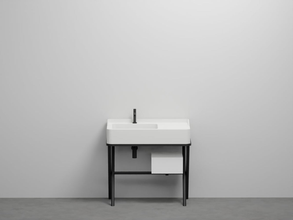 # LAVABO CON CON MOBILE e CASSETTO SIWA in ceramica - CIELO lavandino per bagno dalle geometrie nette e linee pulite