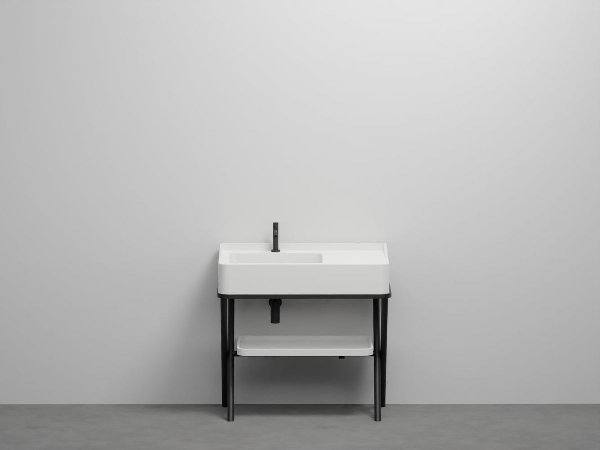 # LAVABO CON MOBILE e VASSOIO SIWA in ceramica - CIELO lavandino per bagno dalle geometrie nette e linee pulite