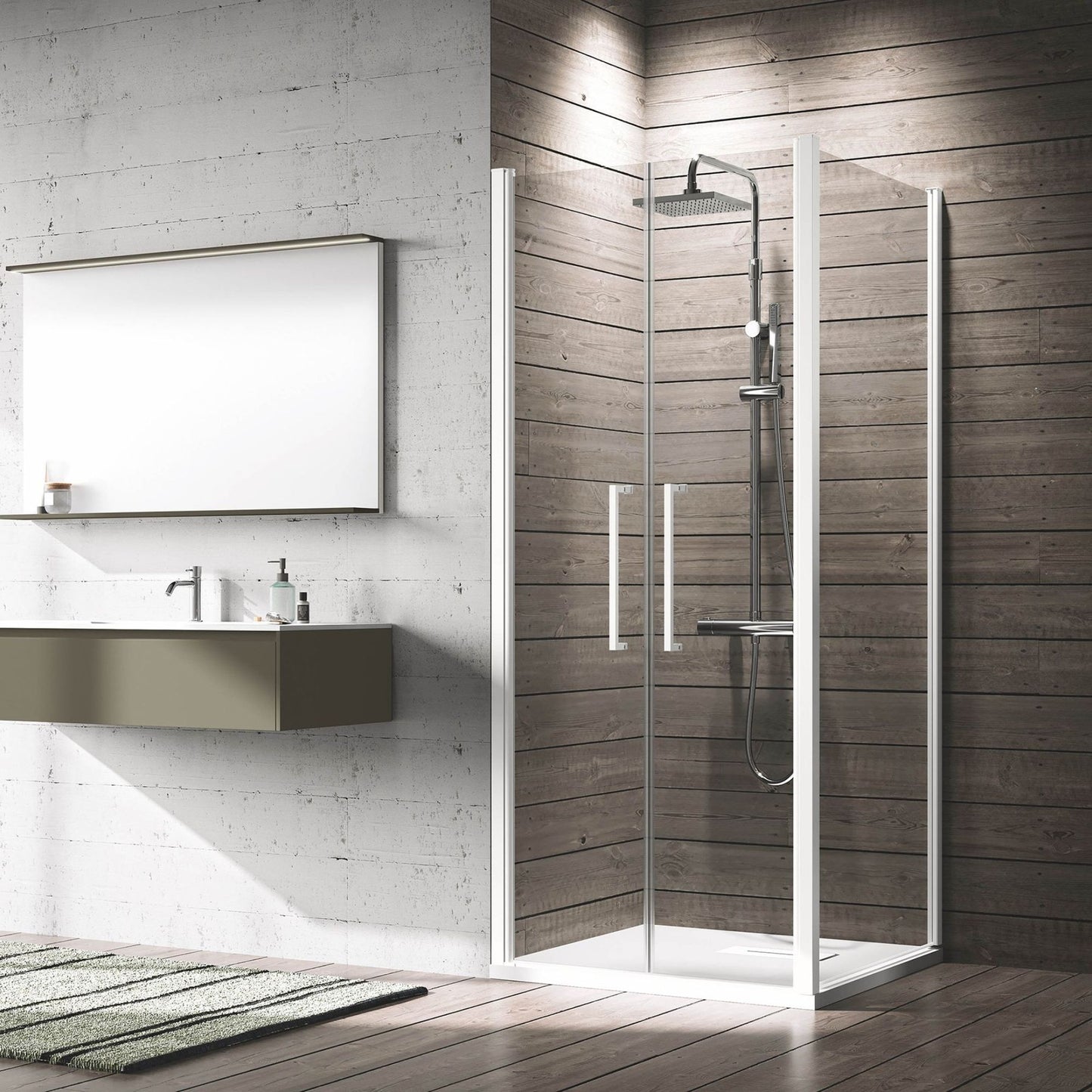 # BOX DOCCIA YOUNG 2B+F - NOVELLINI apertura 2 ante battenti con 1 pannello fisso laterale