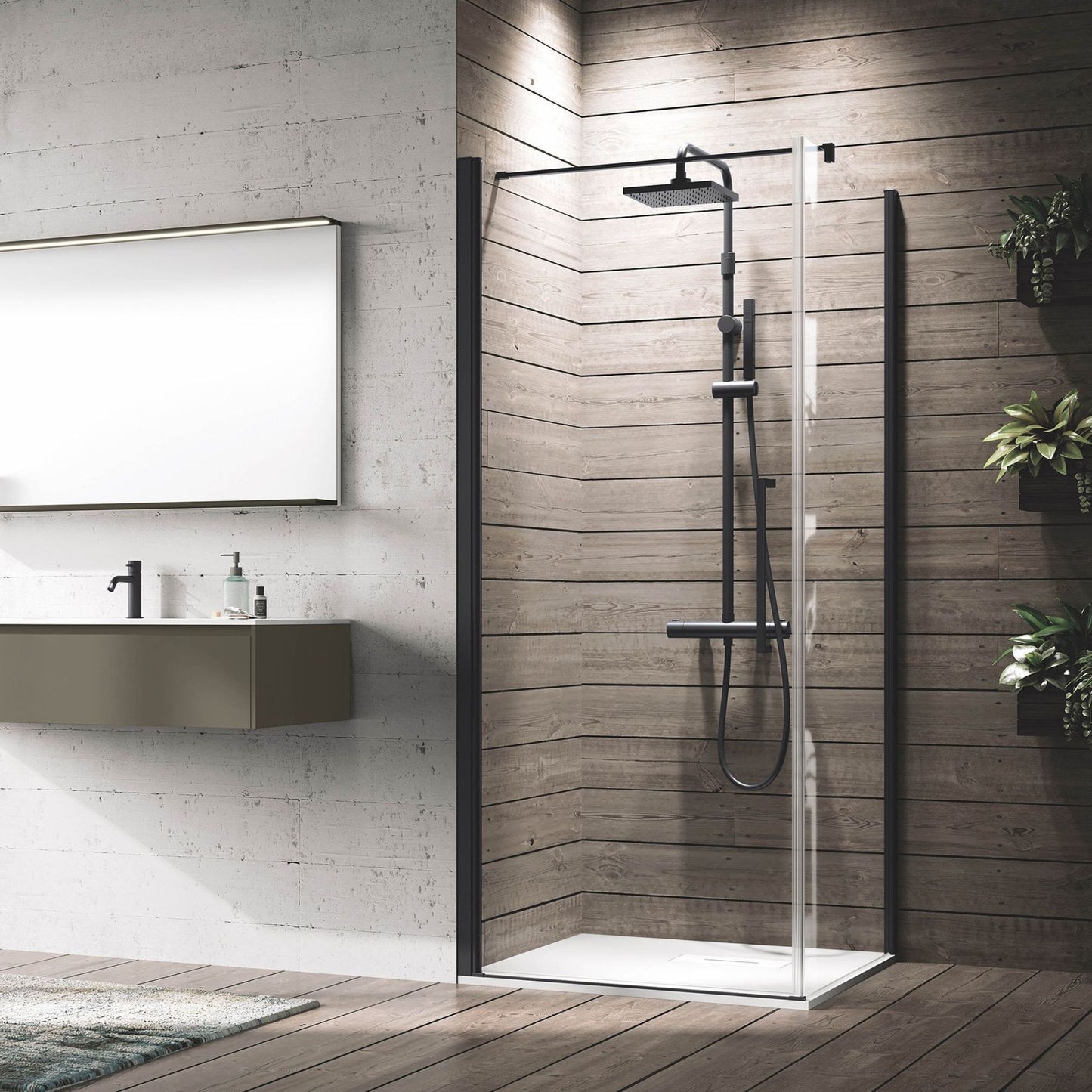 # BOX DOCCIA ad ANGOLO YOUNG G+F - NOVELLINI apertura 1 anta battente con 1 pannello fisso laterale