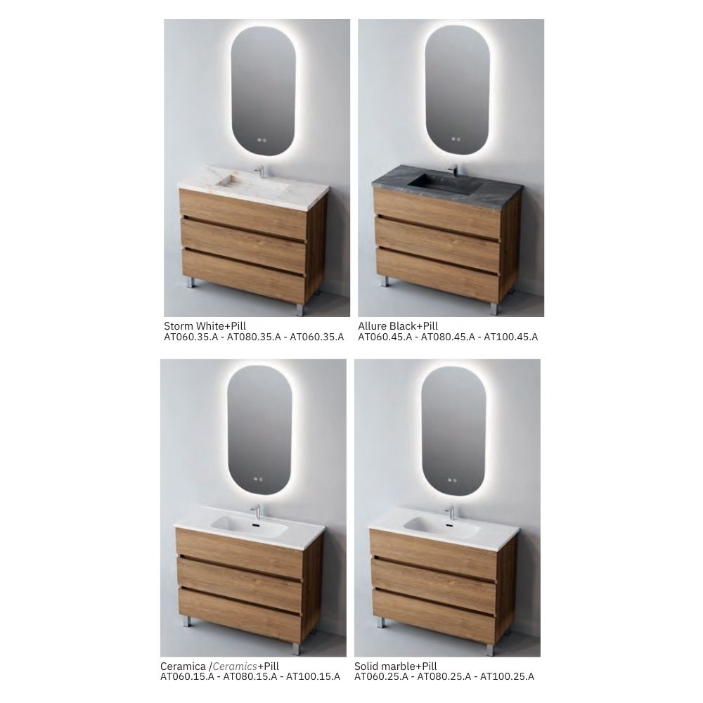# MOBILE F4 ATRANI LEGNO LAMINATO ART 80Cm - NOFER mobile da bagno elegante con 3 cassetti