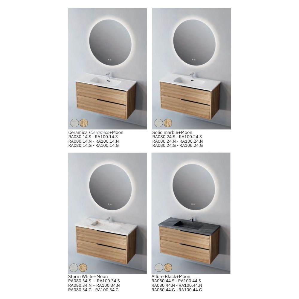 # MOBILE SOSPESO F4 BAMBOO LEGNO LAMINATO 80Cm - NOFER mobile bagno con 2 cassetti