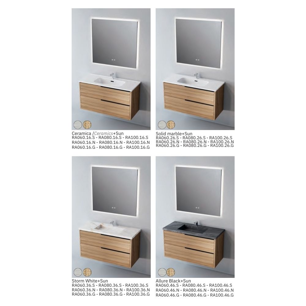 # MOBILE SOSPESO F4 BAMBOO LEGNO LAMINATO 80Cm - NOFER mobile bagno con 2 cassetti