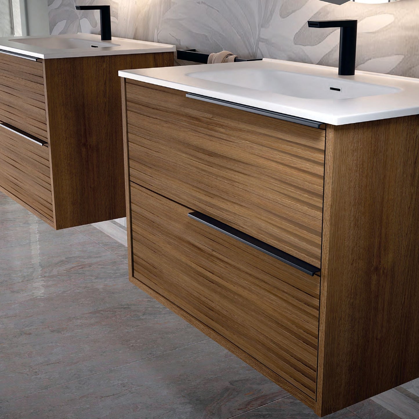 # MOBILE SOSPESO F4 BAMBOO LEGNO LAMINATO 80Cm - NOFER mobile bagno con 2 cassetti