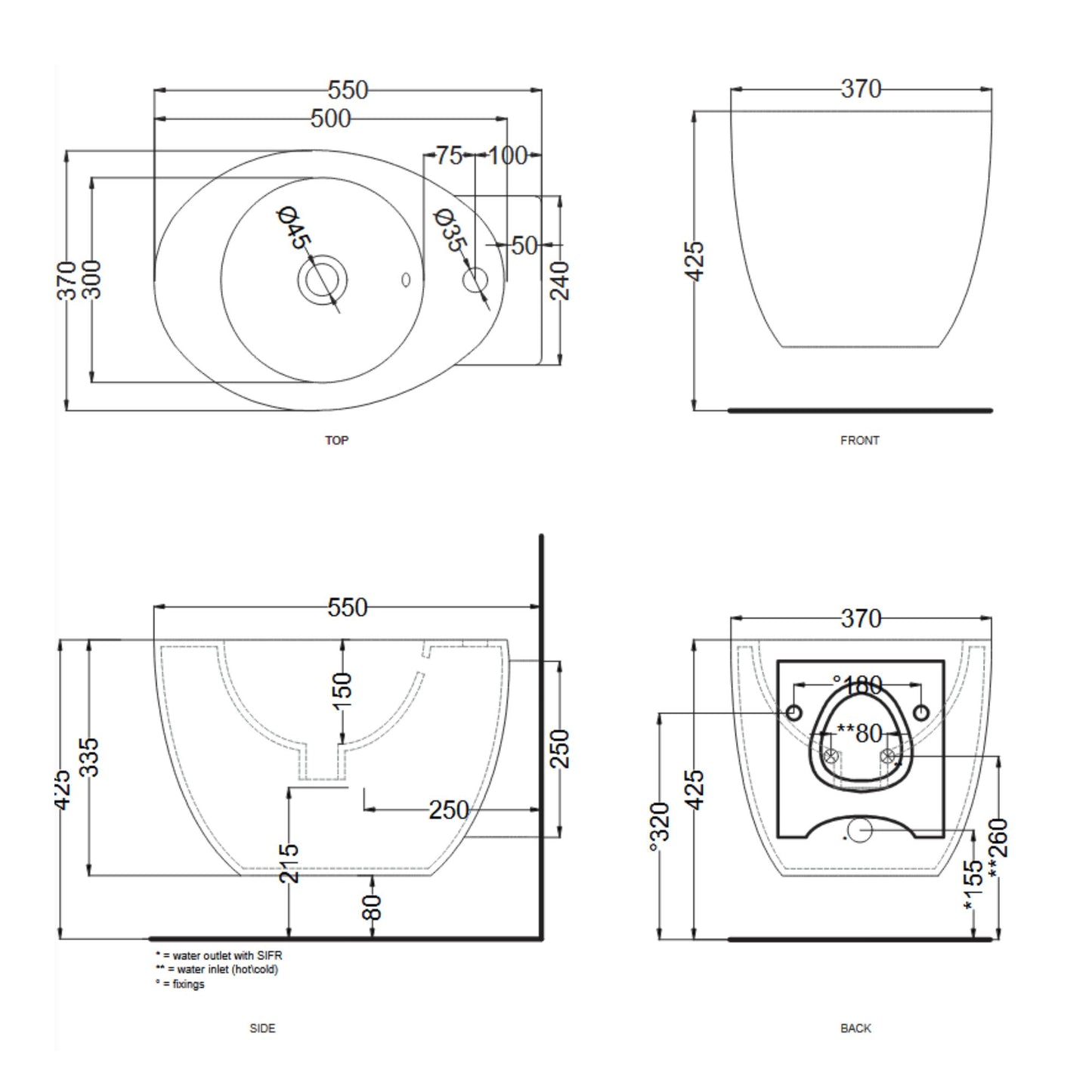 # BIDET SOSPESO LE GIARE - CIELO bagno dal design sinuoso e raffinato installazione sospesa