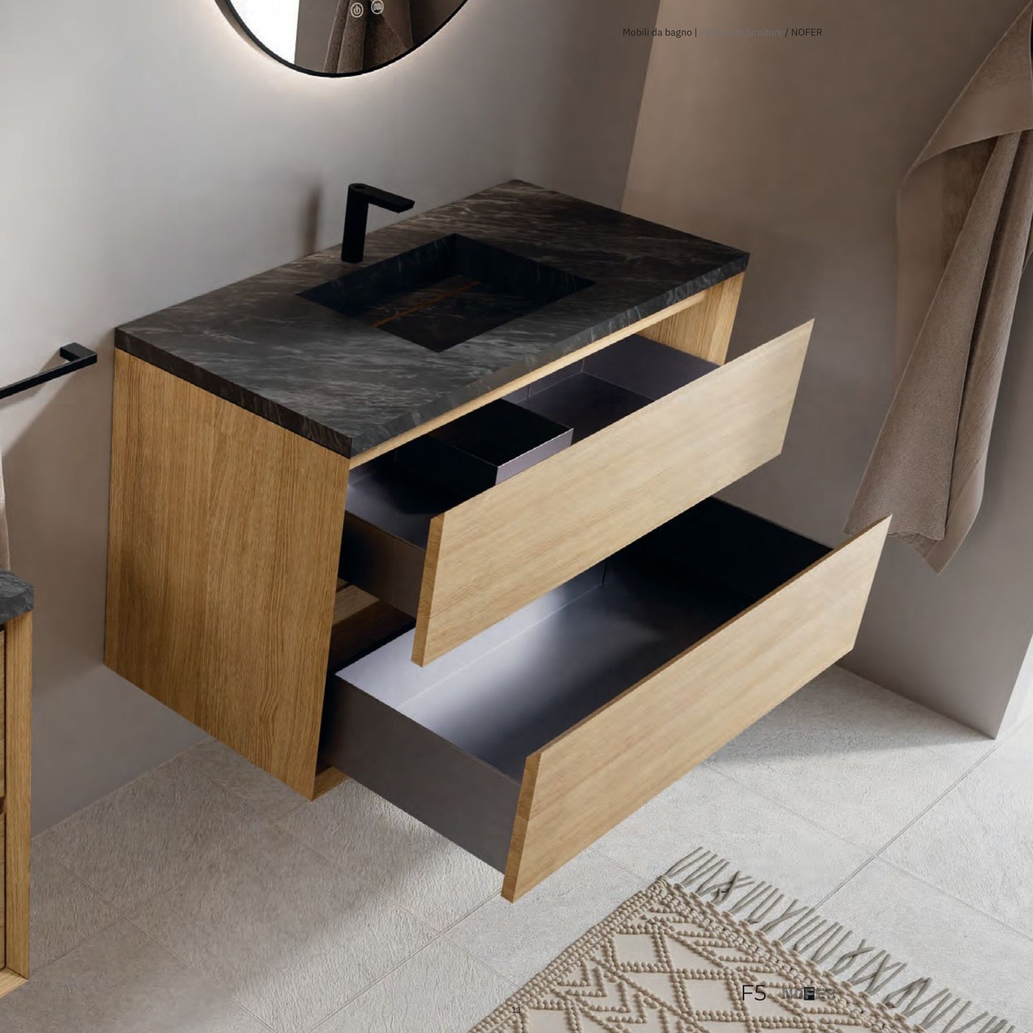 # MOBILE F5 COOL MUD 100Cm - NOFER in Compensato Marino, design elegante e resistente per il Bagno