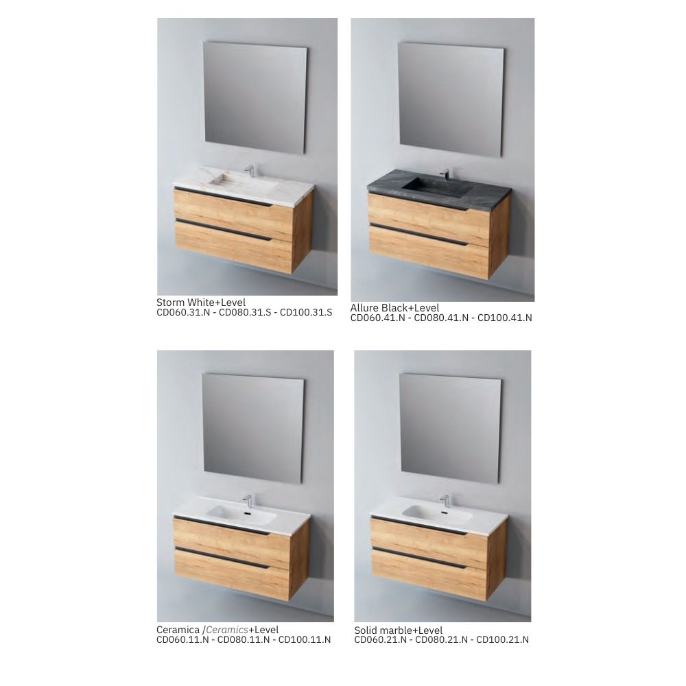 # MOBILE CONTRACT DUO LEGNO LAMINATO SAND e MANIGLIA NERA 100Cm - NOFER mobile con 2 cassetti