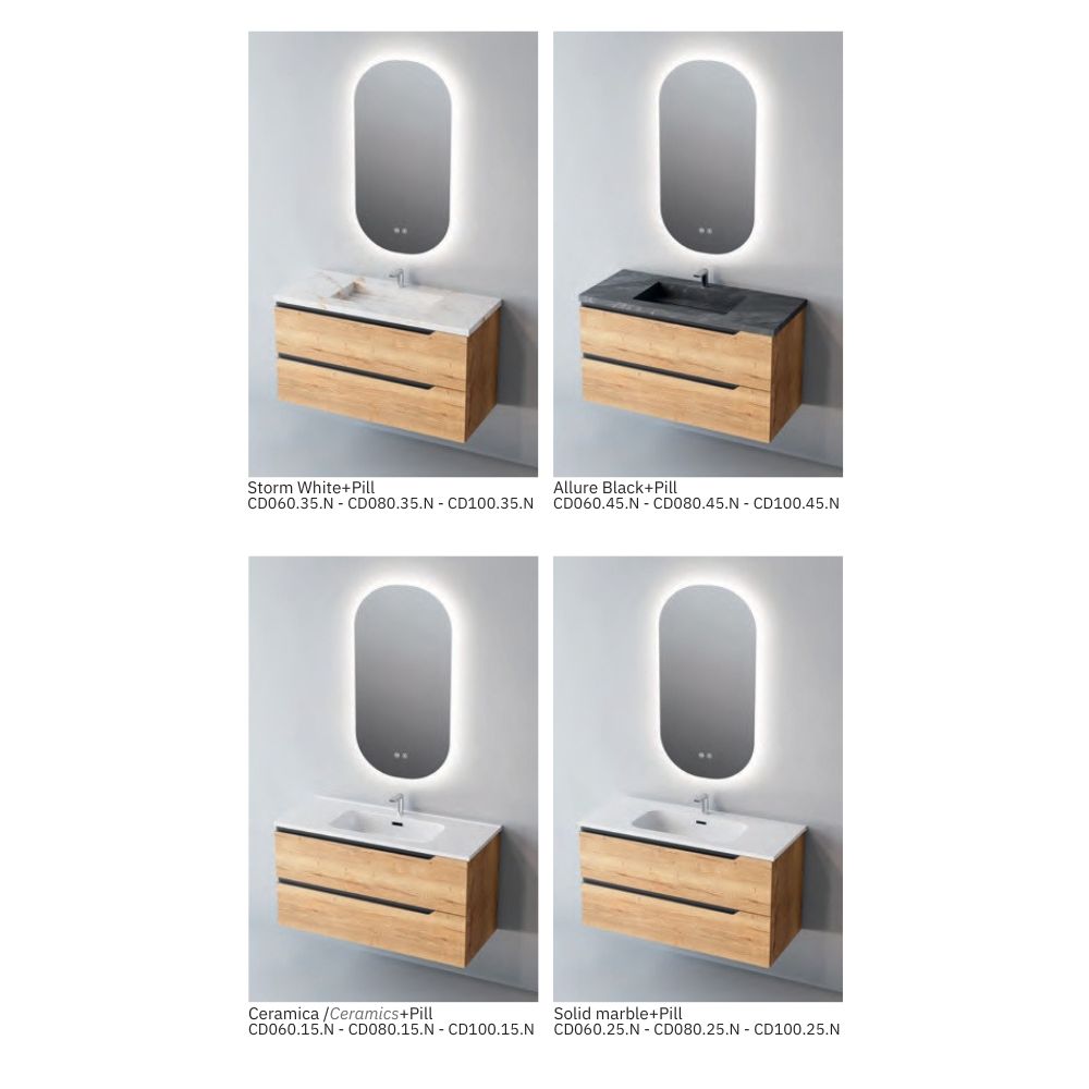 # MOBILE CONTRACT DUO LEGNO LAMINATO SAND e MANIGLIA NERA 100Cm - NOFER mobile con 2 cassetti