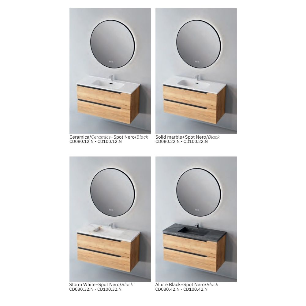 # MOBILE CONTRACT DUO LEGNO LAMINATO SAND e MANIGLIA NERA 100Cm - NOFER mobile con 2 cassetti
