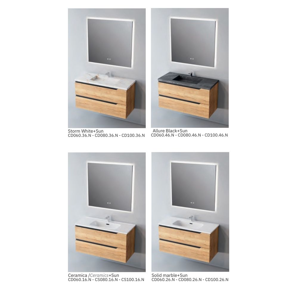 # MOBILE CONTRACT DUO LEGNO LAMINATO SAND e MANIGLIA NERA 100Cm - NOFER mobile con 2 cassetti