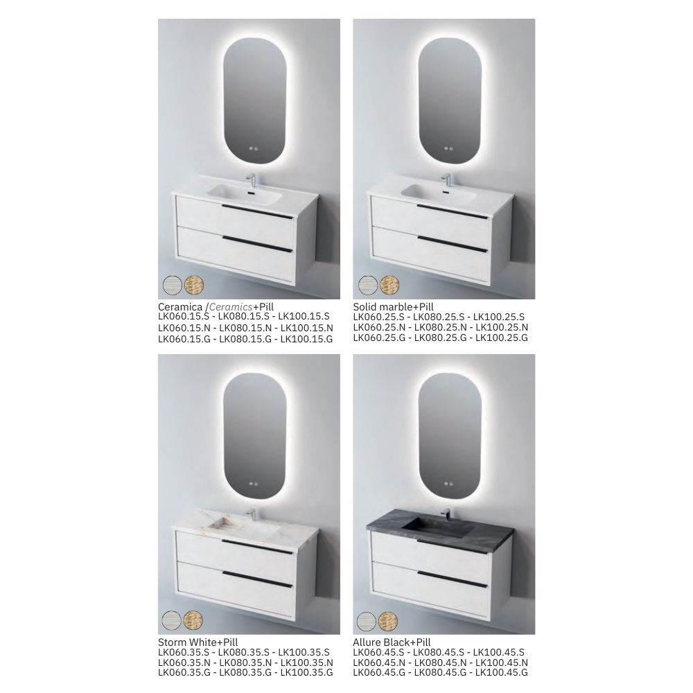 # MOBILE SOSPESO F4 LIKE LACCATO BIANCO OPACO 60Cm - NOFER mobile bagno con 2 cassetti