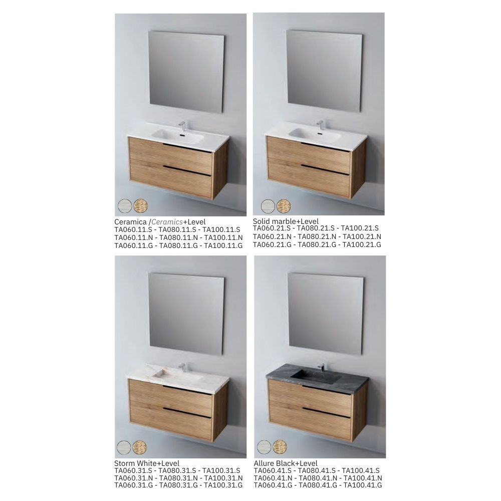 # MOBILE SOSPESO F4 LISTELLO LEGNO LAMINATO 80Cm - NOFER mobile da bagno con 2 cassetti