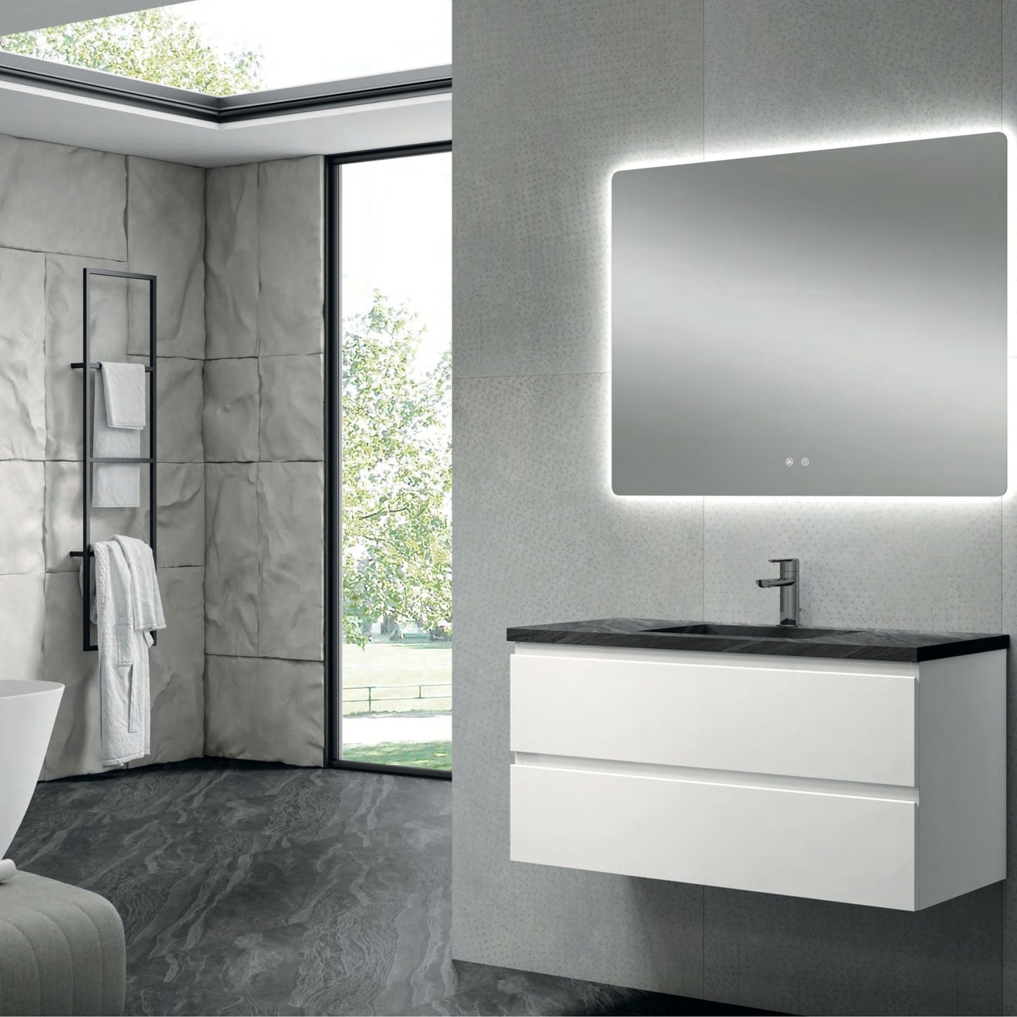 # MOBILE SOSPESO CONTRACT STEP BIANCO 100Cm - NOFER mobile con 2 cassetti