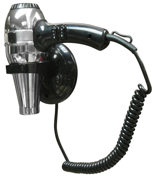 Asciugacapelli Hotelline Nofer acciaio cromato e ABS nero 02057.B