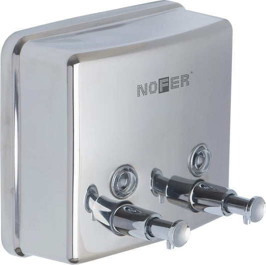 Dosatore sapone doppio Nofer 2 x 600 ml acciaio inox 03005.B