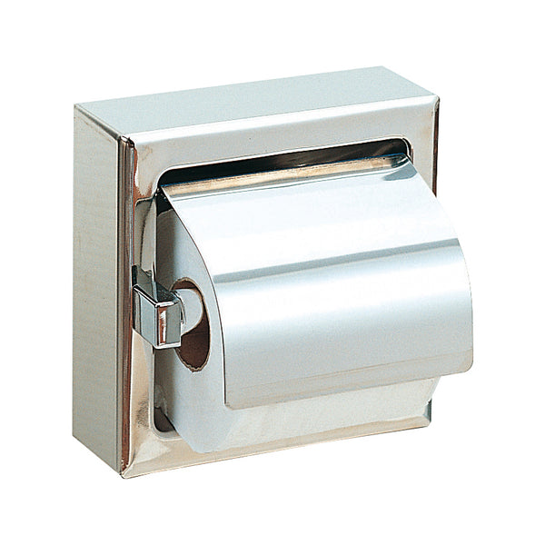 Portarotolo carta igienica Nofer con coperchio acciaio satinato 05007.S