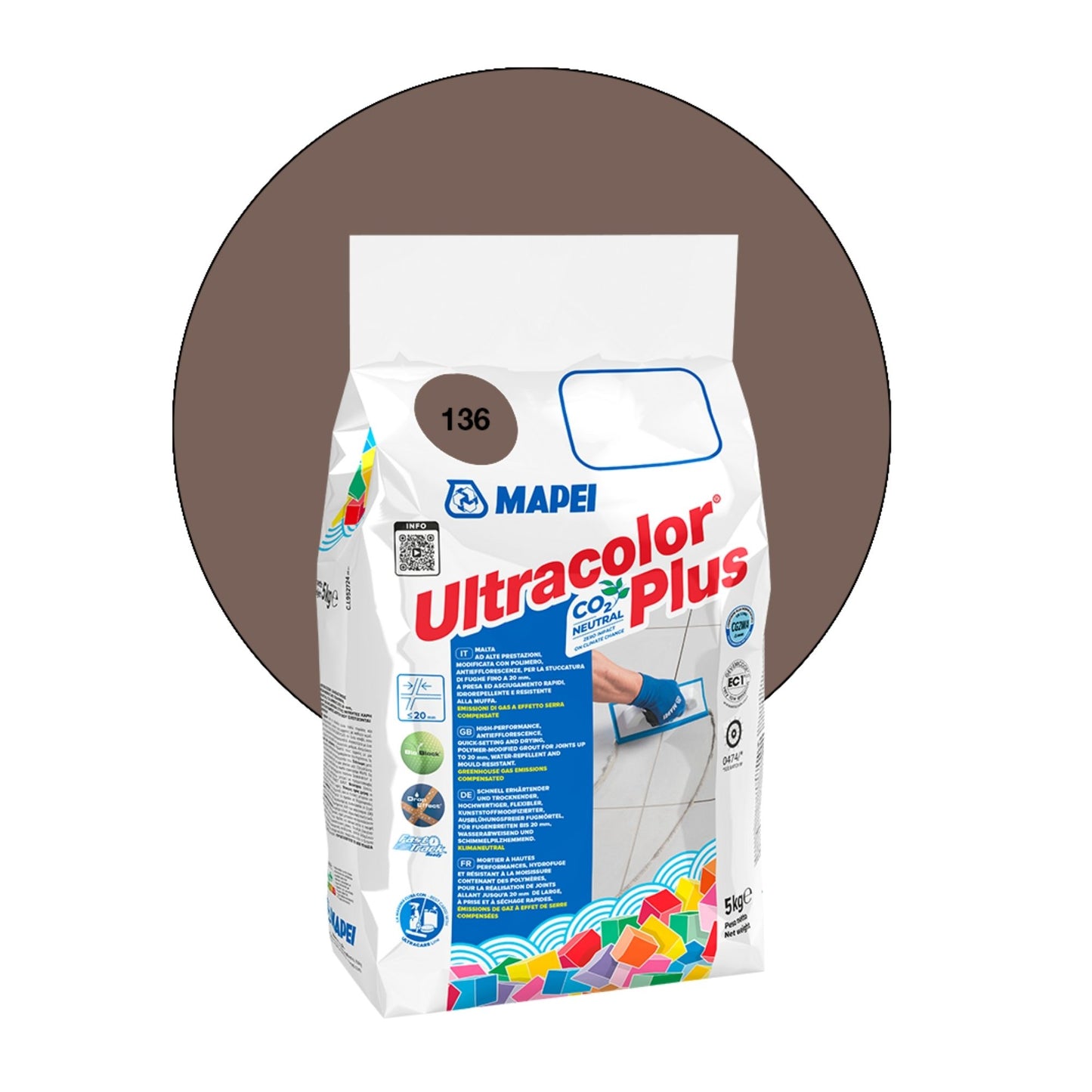 SIGILLANTE ULTRACOLOR PLUS - MAPEI malta cementizia per fughe per eccellenza. Antimuffa, idrorepellente