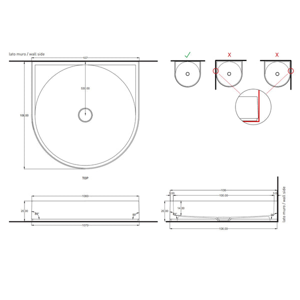 # PIATTO DOCCIA AUGUSTO 106x106 h20 cm - CERAMICA CIELO elemento d’arredo bagno raffinato e scenografico