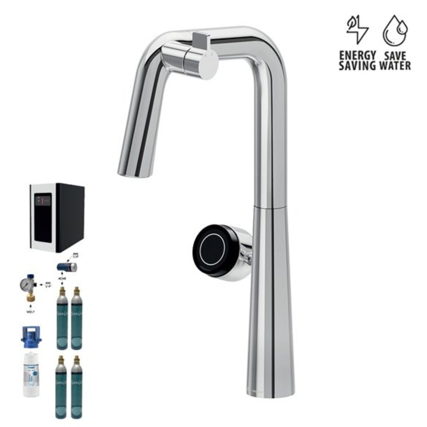 Miscelatore Multifunzionale Newform Alkimia Elettronico Acqua Depurata e Sanitaria Design Hi-Tech