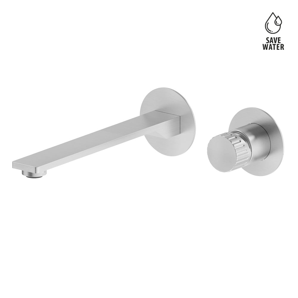 Miscelatore Monocomando a Parete per Lavabo in Acciaio Inox con Bocca Lunga Steel Line