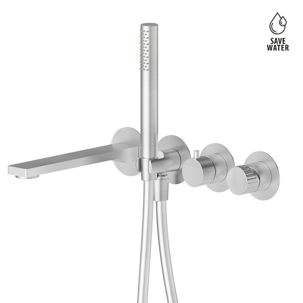 Gruppo Vasca a Parete Newform Steel Line – Miscelatore Incasso in Acciaio Inox con Doccia