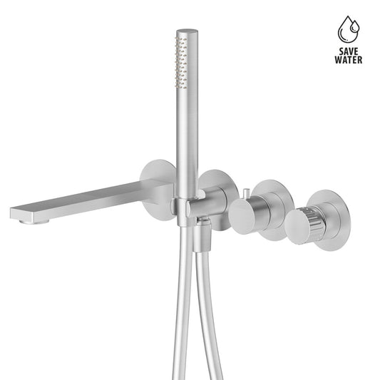 Gruppo Vasca a Parete Newform Steel Line – Miscelatore Incasso in Acciaio Inox con Doccia