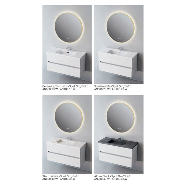 # MOBILE SOSPESO F4 ANCONA LACCATO BIANCO LUCIDO 80Cm - NOFER mobile da bagno con 2 cassetti