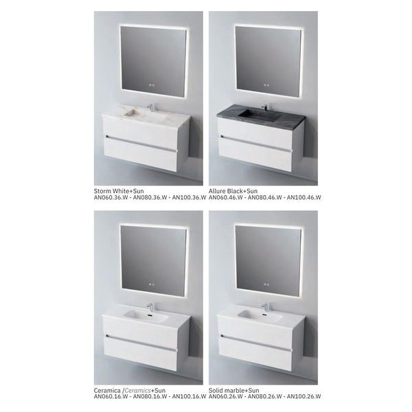 # MOBILE SOSPESO F4 ANCONA LACCATO BIANCO LUCIDO 60Cm - NOFER mobile da bagno con 2 cassetti
