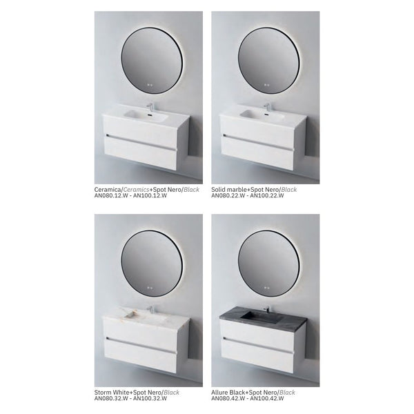 # MOBILE SOSPESO F4 ANCONA LACCATO BIANCO LUCIDO 80Cm - NOFER mobile da bagno con 2 cassetti