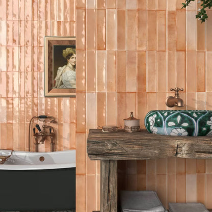 ARTISAN SAVOIA ITALIA rivestimenti in bicottura in pasta bianca effetto mattoncino e decorati per bagno e living