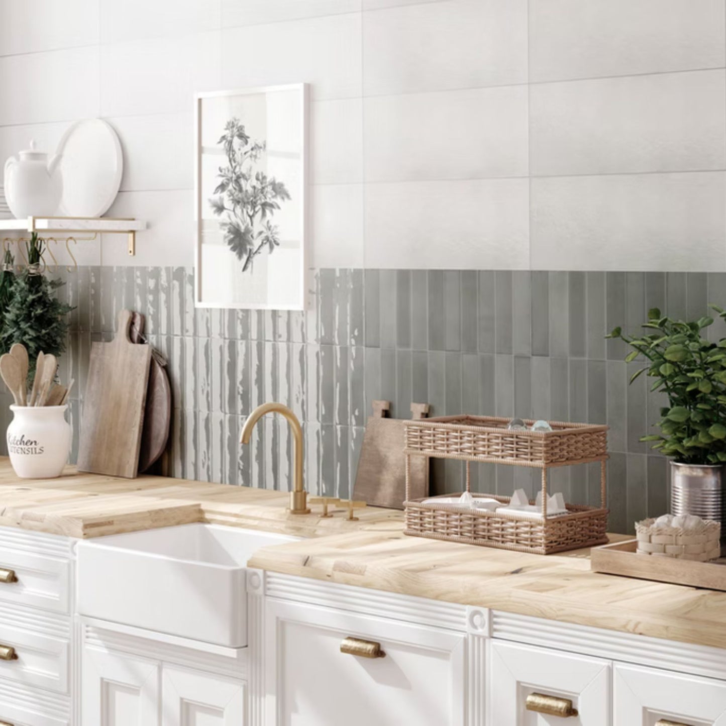 ARTISAN SAVOIA ITALIA rivestimenti in bicottura in pasta bianca effetto mattoncino e decorati per bagno e living