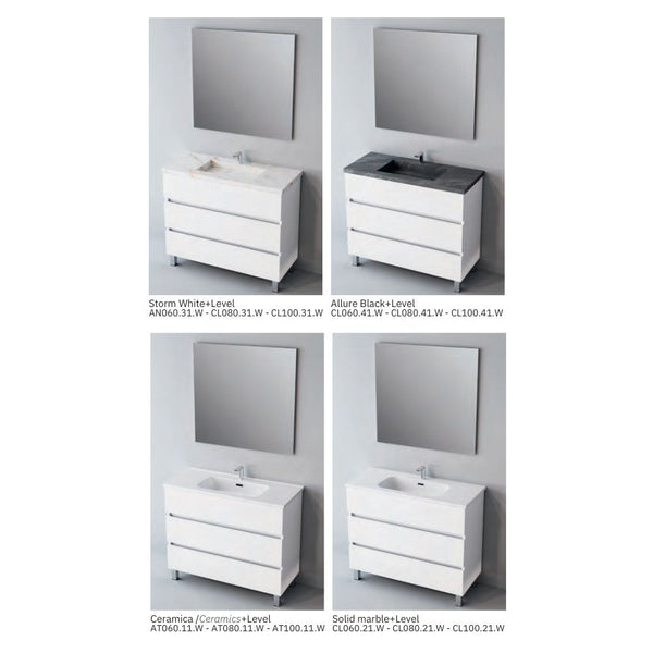 # MOBILE F4 ATRANI LACCATO BIANCO LUCIDO 80Cm - NOFER mobile da bagno elegante con 3 cassetti