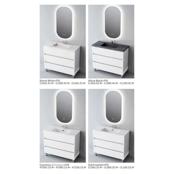 # MOBILE F4 ATRANI LACCATO BIANCO LUCIDO 80Cm - NOFER mobile da bagno elegante con 3 cassetti