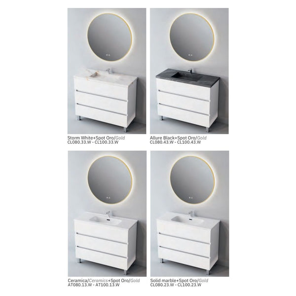 # MOBILE F4 ATRANI LACCATO BIANCO LUCIDO 100Cm - NOFER mobile da bagno elegante con 3 cassetti
