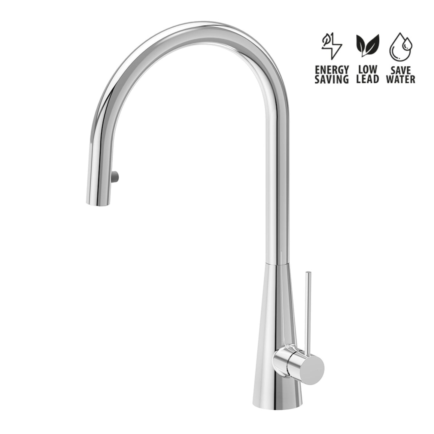 Newform Ycon  Miscelatore Lavello Cucina con Bocca Tonda Girevole e Doccia Estraibile Monogetto