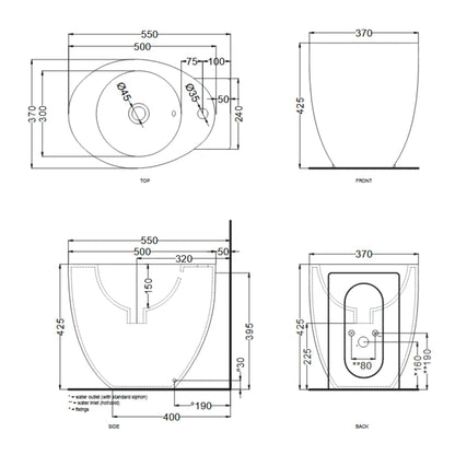 # BIDET A TERRA FILO MURO LE GIARE in ceramica - CIELO dal design sinuoso e le sue forme ovali continue e armoniche